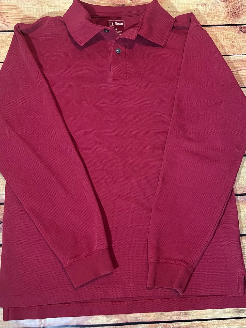 L.L. Bean Men's Long-Sleeve Polo in Burgundy Red